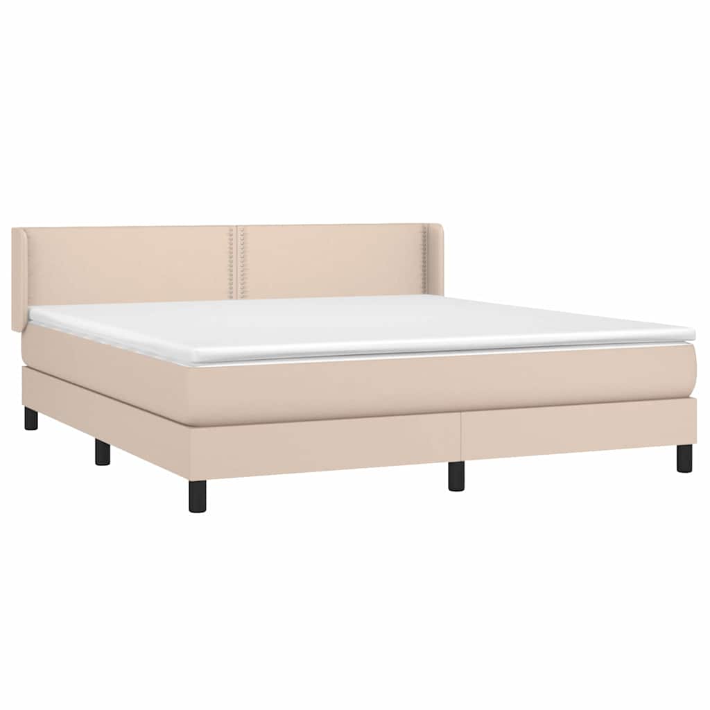 Κρεβάτι Boxspring με Στρώμα Καπουτσίνο 160x200εκ.από Συνθ.Δέρμα