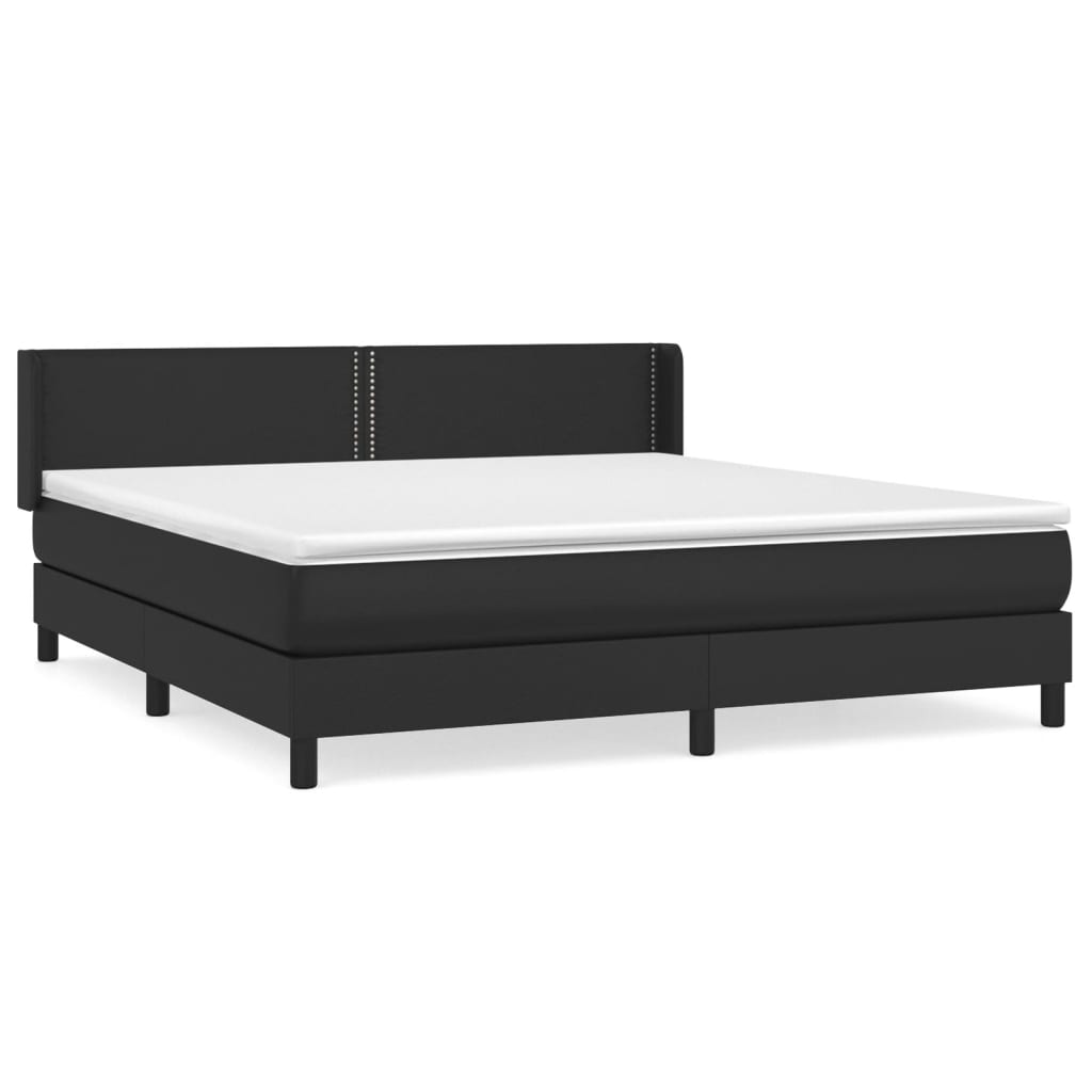 Κρεβάτι Boxspring με Στρώμα Μαύρο 180x200εκ.από Συνθετικό Δέρμα