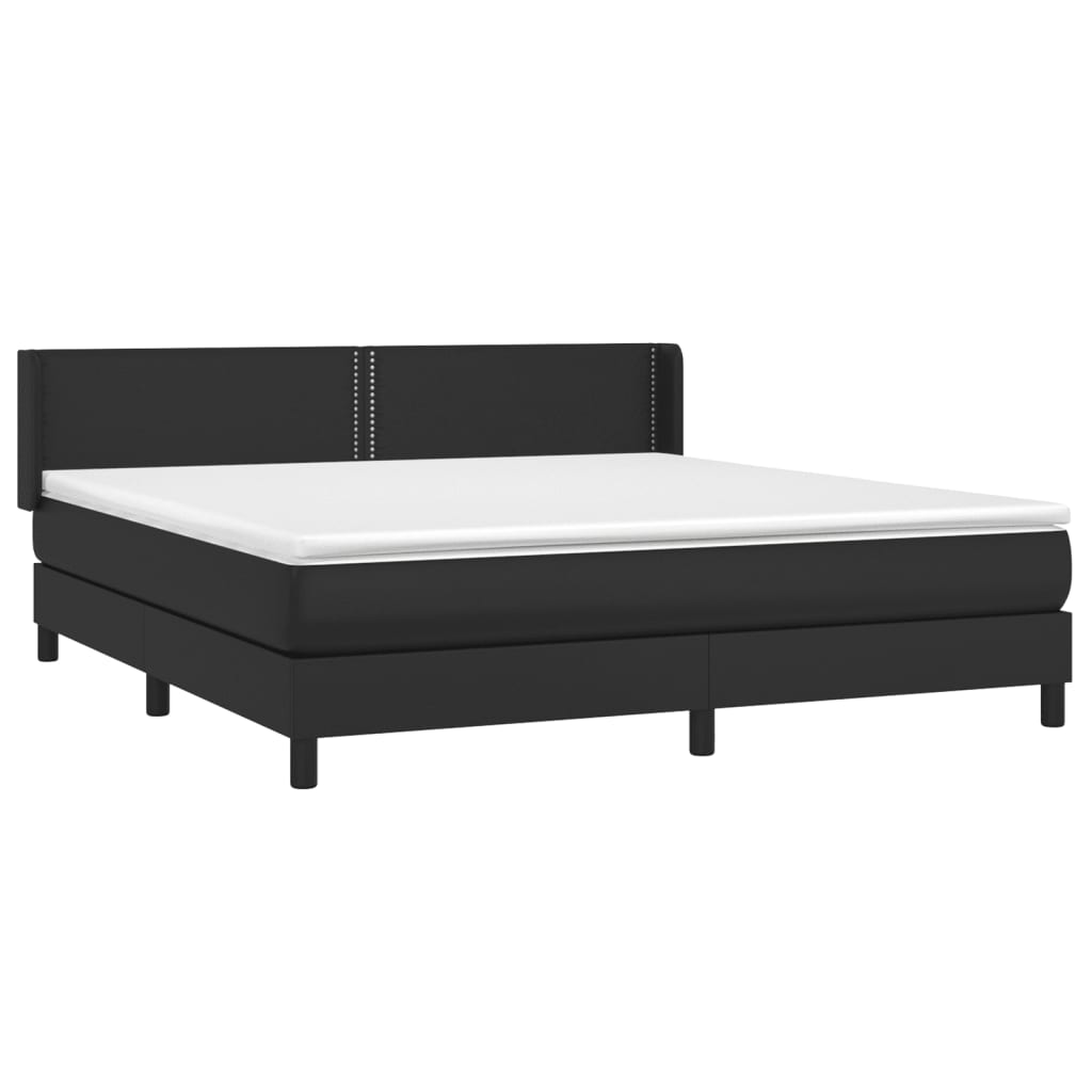 Κρεβάτι Boxspring με Στρώμα Μαύρο 180x200εκ.από Συνθετικό Δέρμα