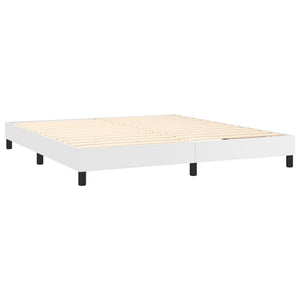 Κρεβάτι Boxspring με Στρώμα Λευκό 180x200 εκ. Συνθετικό Δέρμα