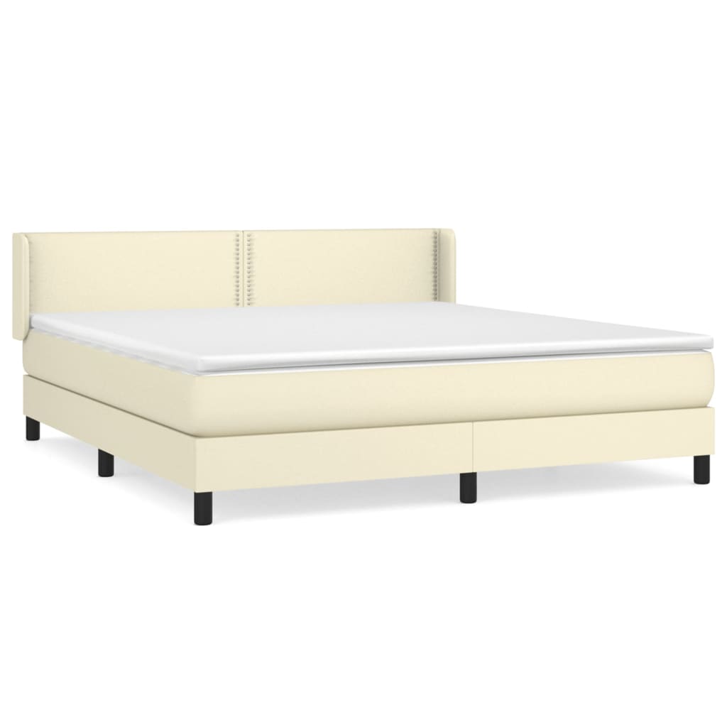Κρεβάτι Boxspring με Στρώμα Κρεμ 180x200 εκ. Συνθετικό Δέρμα