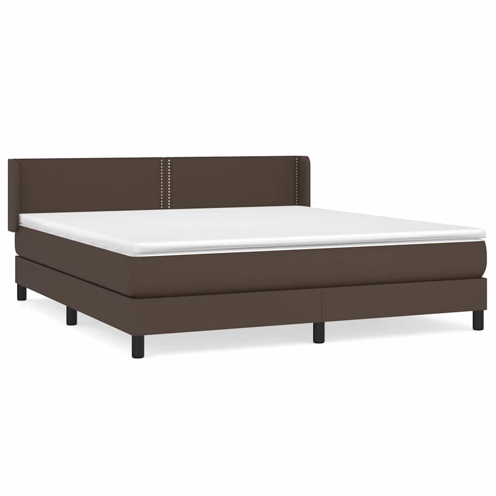 Κρεβάτι Boxspring με Στρώμα Καφέ 180x200 εκ. Συνθετικό Δέρμα