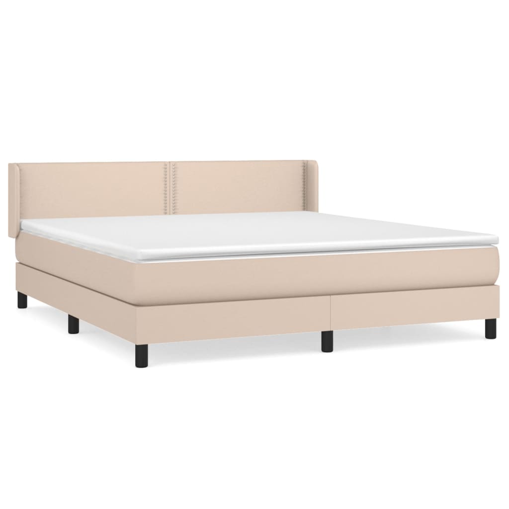 Κρεβάτι Boxspring με Στρώμα Καπουτσίνο 180x200 εκ. Συνθ. Δέρμα