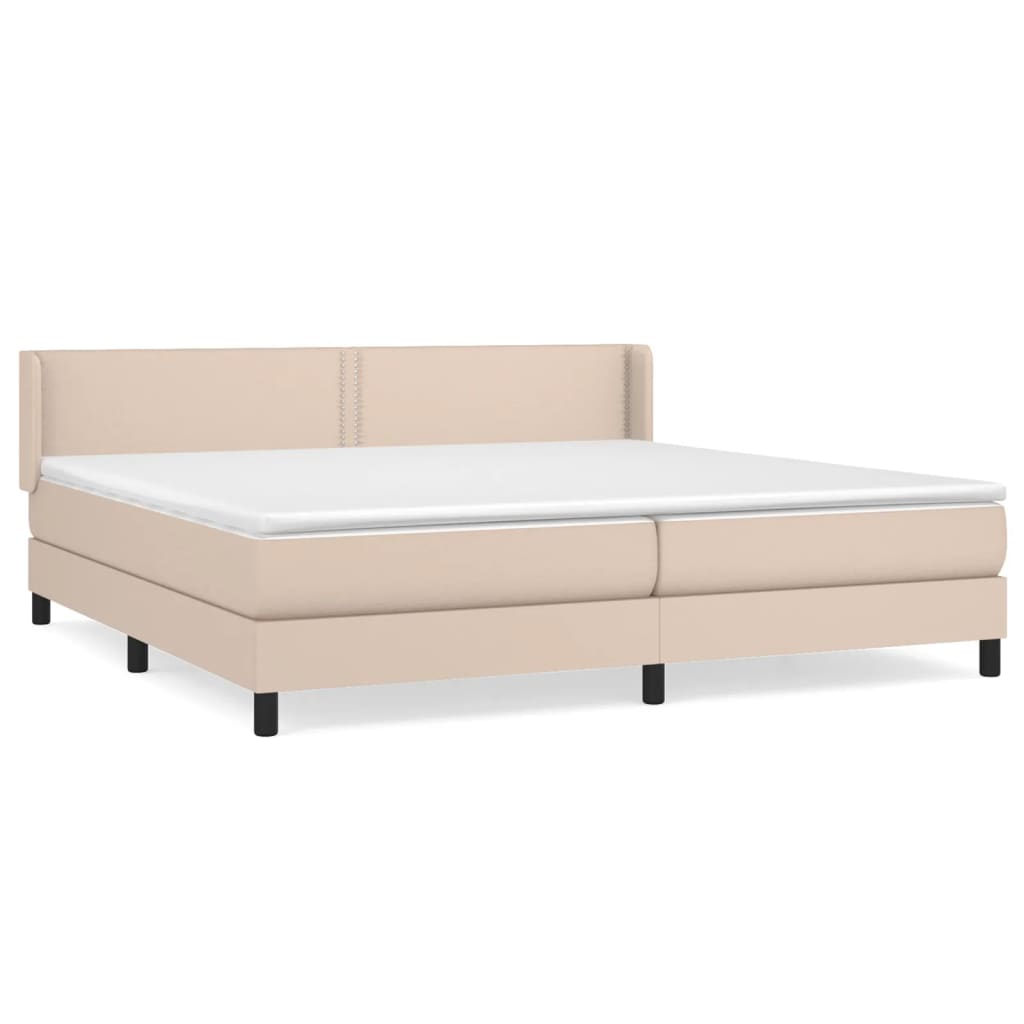 Κρεβάτι Boxspring με Στρώμα Καπουτσίνο 200x200εκ.από Συνθ.Δέρμα