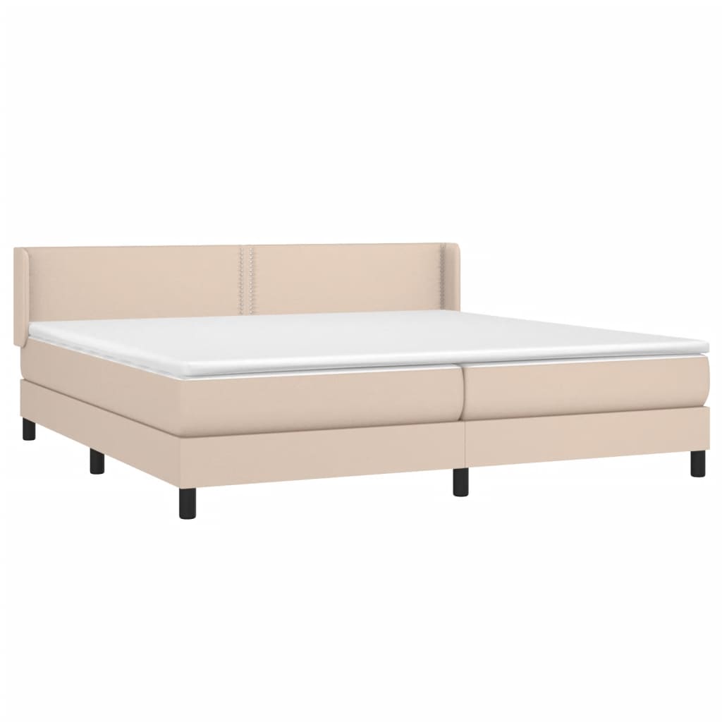 Κρεβάτι Boxspring με Στρώμα Καπουτσίνο 200x200εκ.από Συνθ.Δέρμα