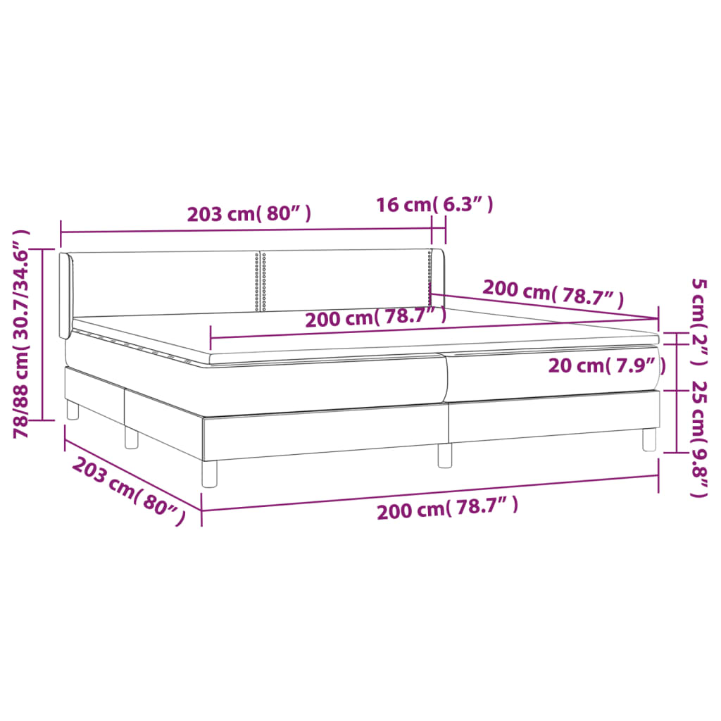 Κρεβάτι Boxspring με Στρώμα Καπουτσίνο 200x200εκ.από Συνθ.Δέρμα
