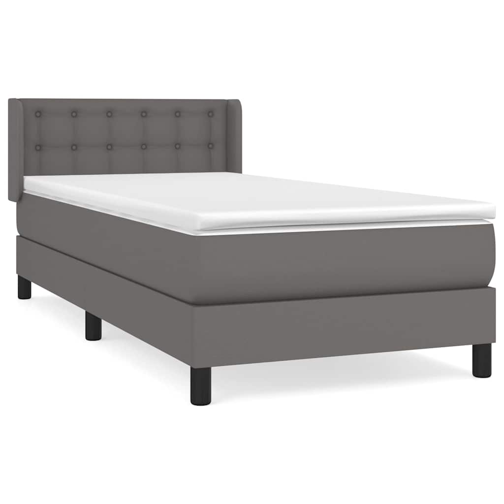 Κρεβάτι Boxspring με Στρώμα Γκρι 80 x 200 εκ. Συνθετικό Δέρμα