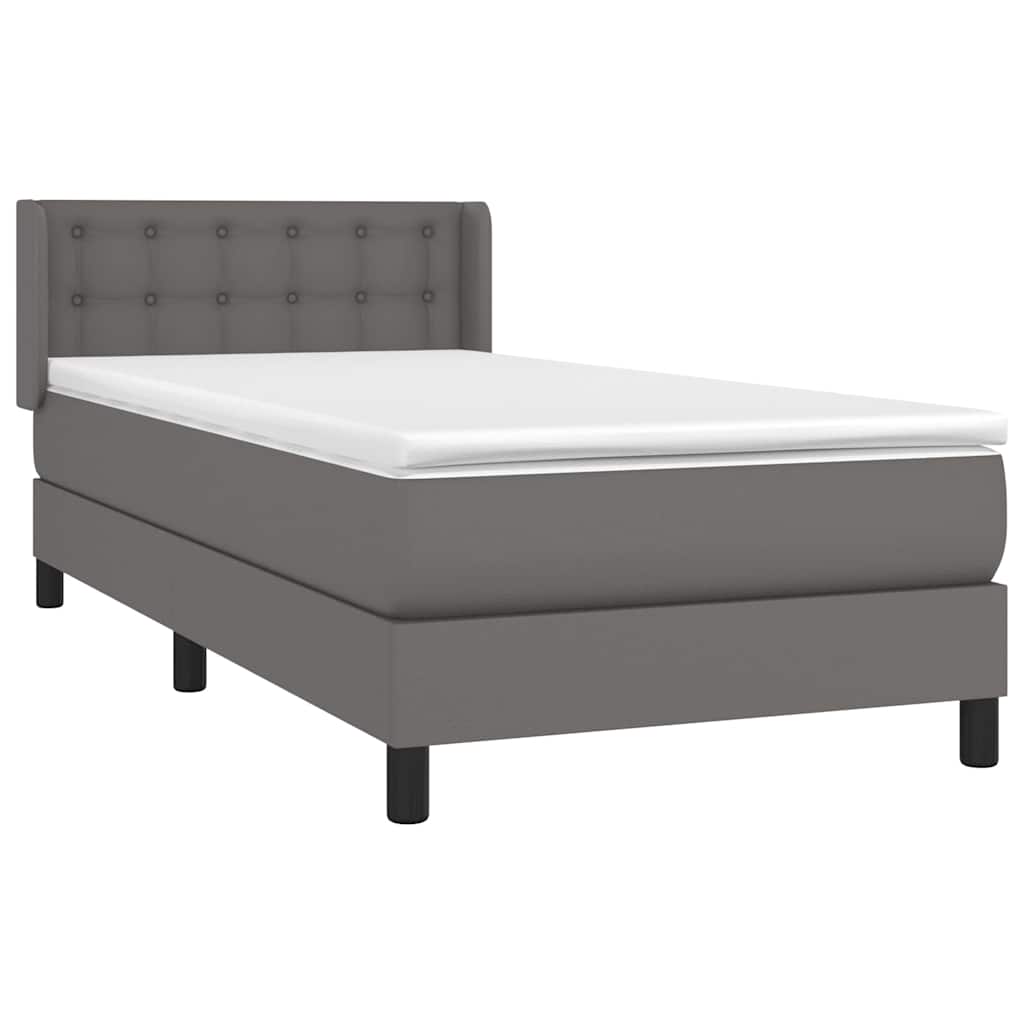 Κρεβάτι Boxspring με Στρώμα Γκρι 80 x 200 εκ. Συνθετικό Δέρμα