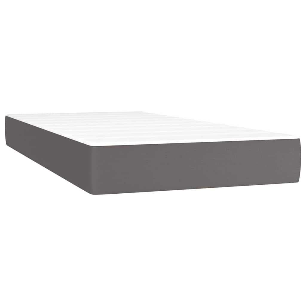 Κρεβάτι Boxspring με Στρώμα Γκρι 80 x 200 εκ. Συνθετικό Δέρμα