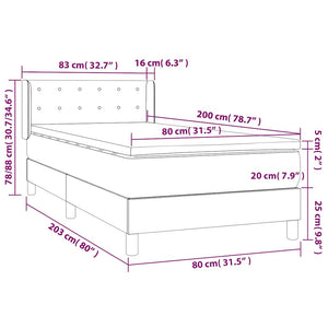 Κρεβάτι Boxspring με Στρώμα Γκρι 80 x 200 εκ. Συνθετικό Δέρμα - Pakobazaar