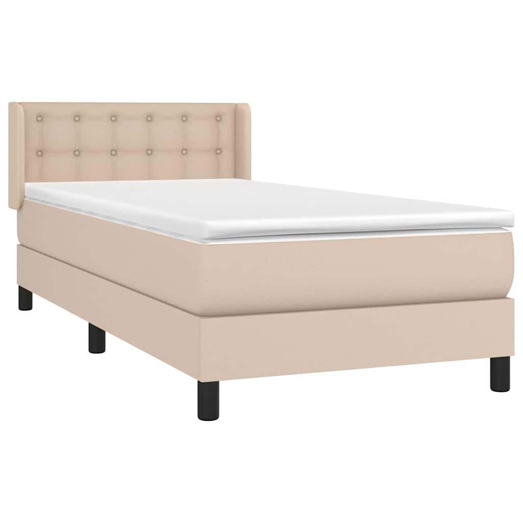 Κρεβάτι Boxspring με Στρώμα Καπουτσίνο 80x200 εκ. Συνθ. Δέρμα