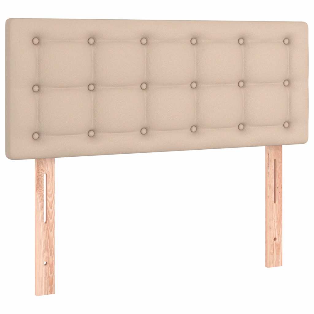 Κρεβάτι Boxspring με Στρώμα Καπουτσίνο 80x200 εκ. Συνθ. Δέρμα