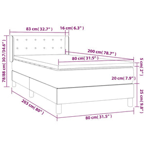 Κρεβάτι Boxspring με Στρώμα Καπουτσίνο 80x200 εκ. Συνθ. Δέρμα