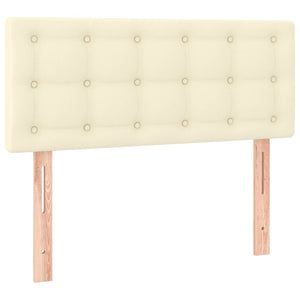 Κρεβάτι Boxspring με Στρώμα Κρεμ 90x190 εκ. από Συνθετικό Δέρμα - Pakobazaar
