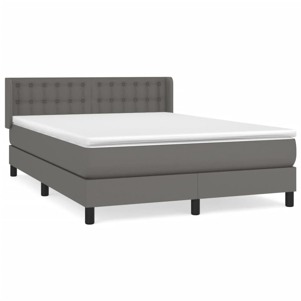 Κρεβάτι Boxspring με Στρώμα Γκρι 140x190εκ. από Συνθετικό Δέρμα