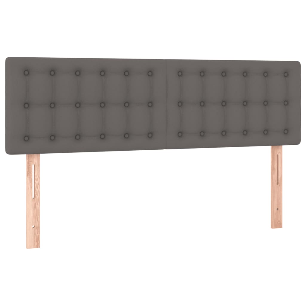 Κρεβάτι Boxspring με Στρώμα Γκρι 140x190εκ. από Συνθετικό Δέρμα
