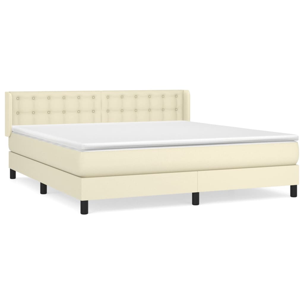 Κρεβάτι Boxspring με Στρώμα Κρεμ 180x200 εκ. Συνθετικό Δέρμα - Pakobazaar