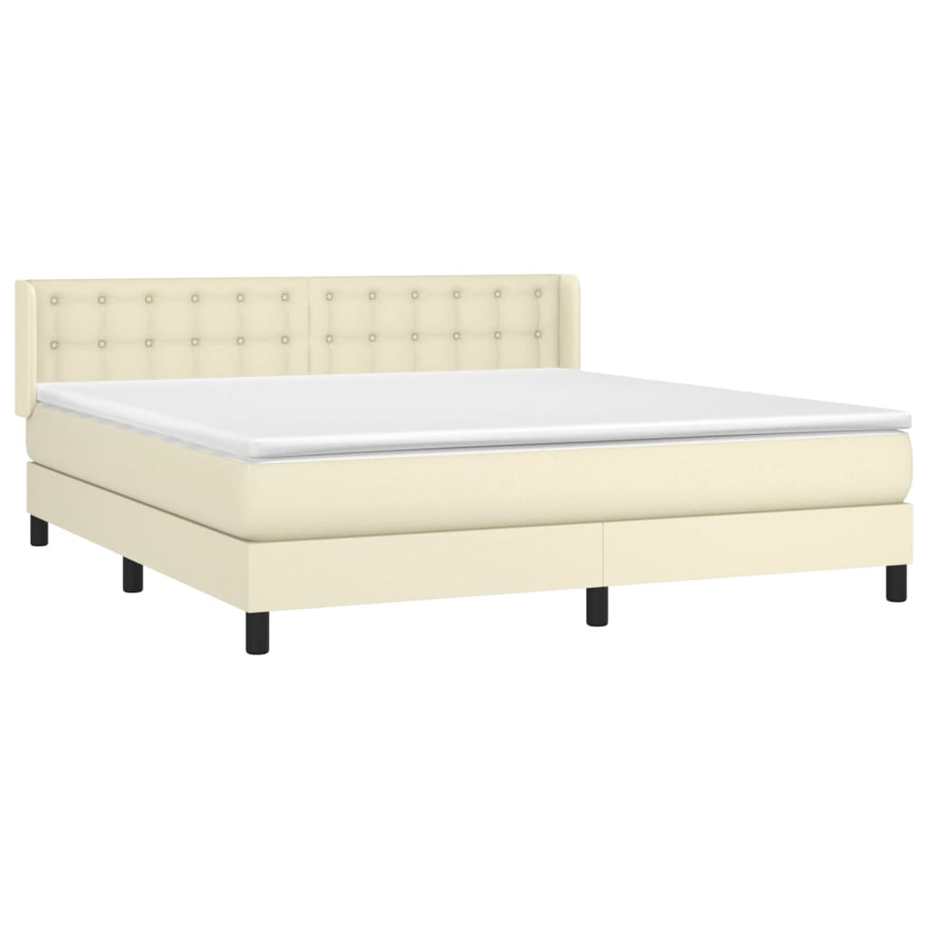 Κρεβάτι Boxspring με Στρώμα Κρεμ 180x200 εκ. Συνθετικό Δέρμα - Pakobazaar
