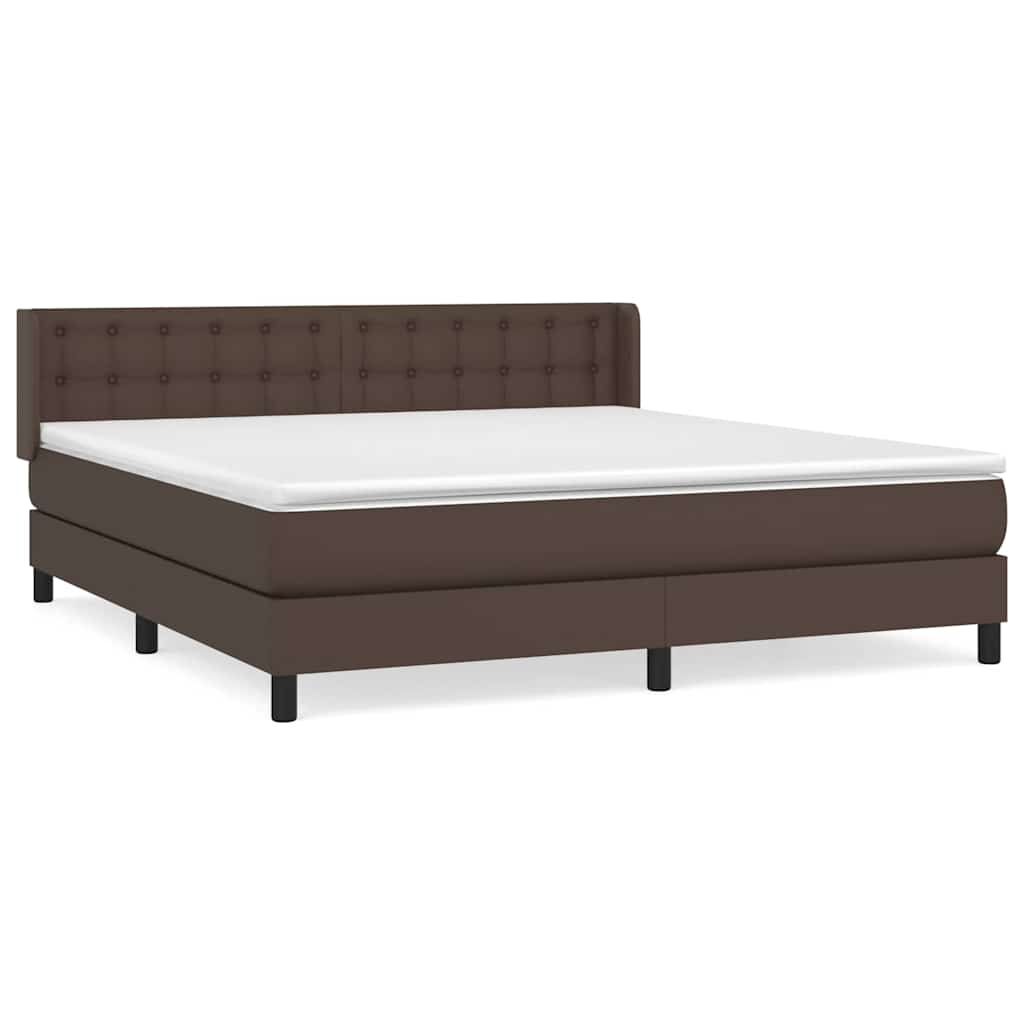 Κρεβάτι Boxspring με Στρώμα Καφέ 180x200 εκ. Συνθετικό Δέρμα