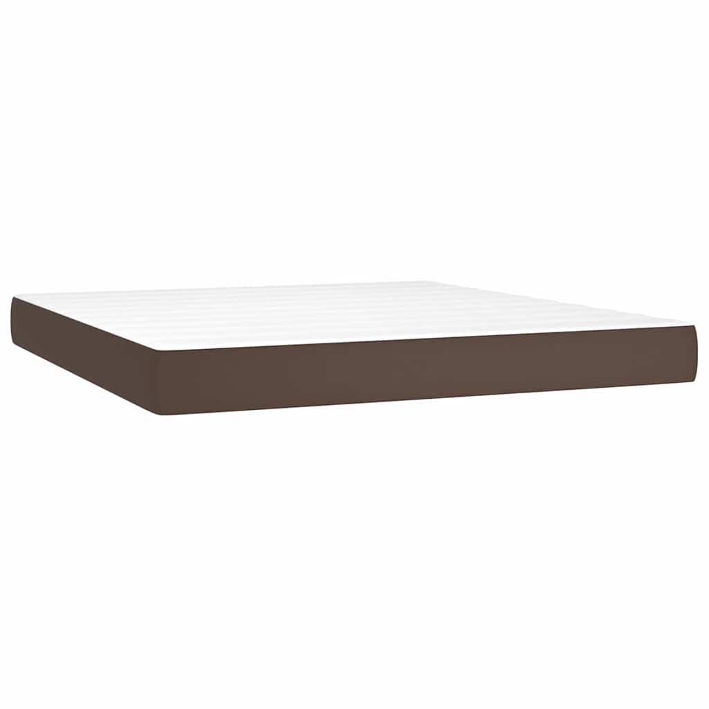 Κρεβάτι Boxspring με Στρώμα Καφέ 180x200 εκ. Συνθετικό Δέρμα