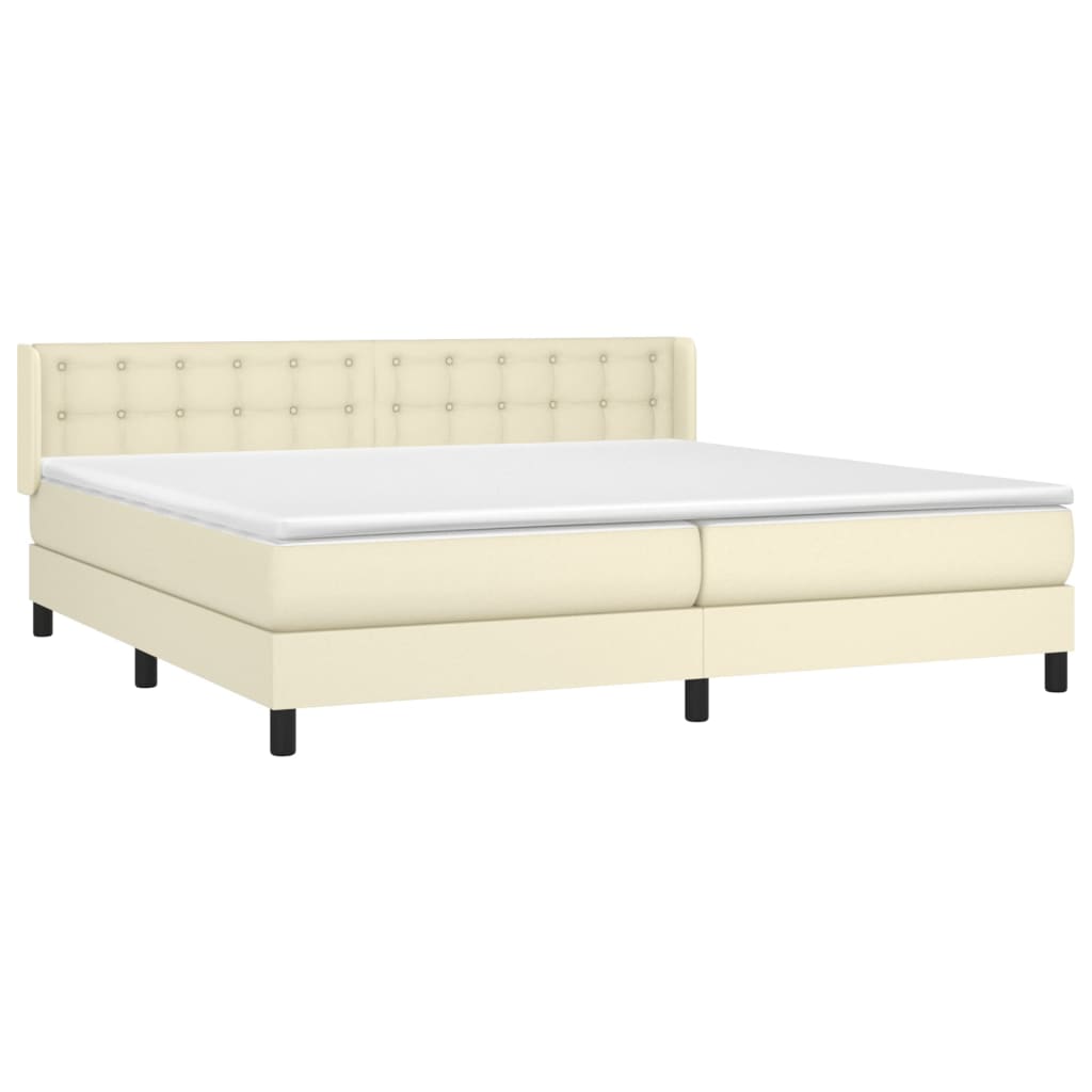 Κρεβάτι Boxspring με Στρώμα Κρεμ 200x200 εκ. Συνθετικό Δέρμα - Pakobazaar