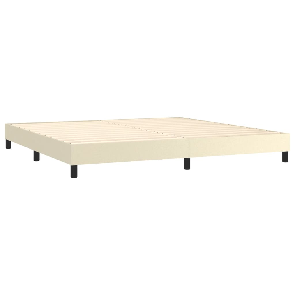Κρεβάτι Boxspring με Στρώμα Κρεμ 200x200 εκ. Συνθετικό Δέρμα - Pakobazaar