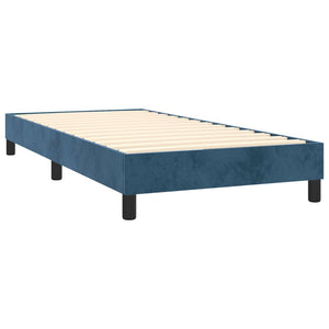Κρεβάτι Boxspring με Στρώμα Σκούρο Μπλε 90x190 εκ. Βελούδινο
