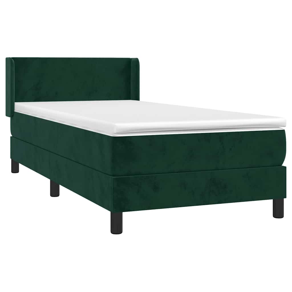 Κρεβάτι Boxspring με Στρώμα Σκούρο Πράσινο 100x200εκ. Βελούδινο