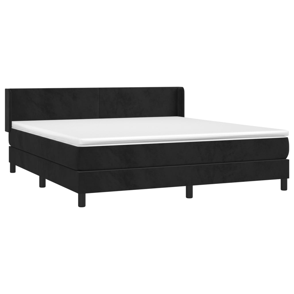 Κρεβάτι Boxspring με Στρώμα Μαύρο 160x200 εκ. Βελούδινο