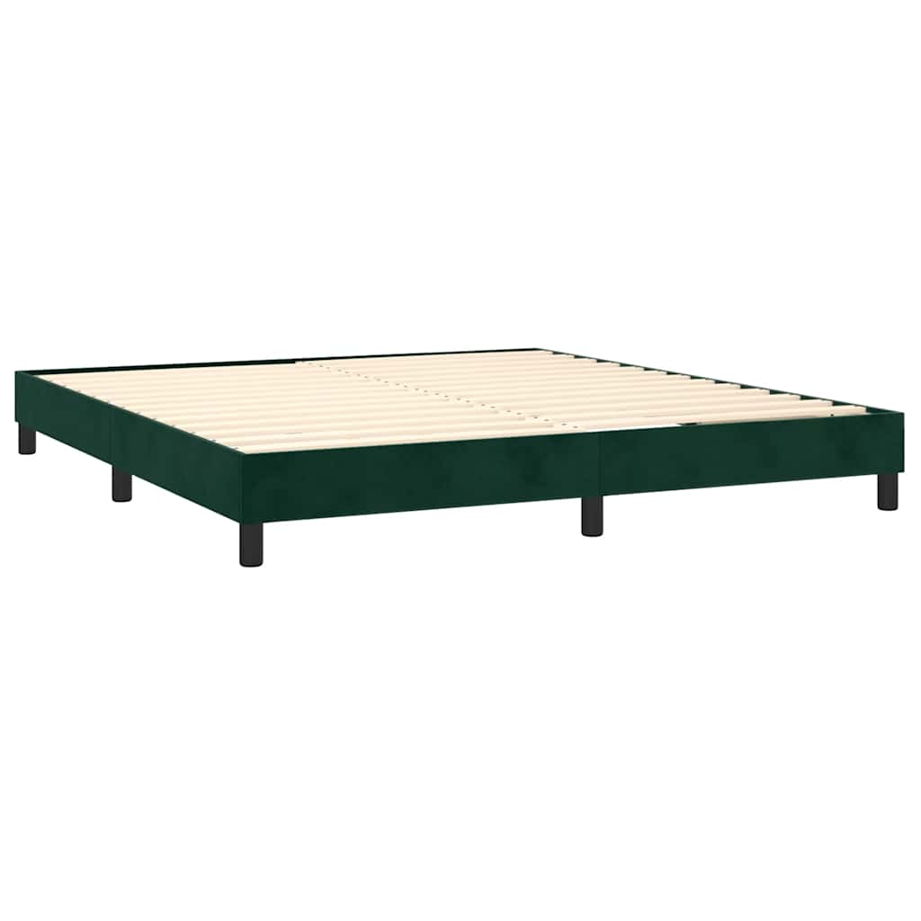 Κρεβάτι Boxspring με Στρώμα Σκούρο Πράσινο 160x200εκ. Βελούδινο