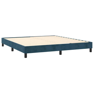 Κρεβάτι Boxspring με Στρώμα Σκούρο Μπλε 160x200 εκ. Βελούδινο - Pakobazaar
