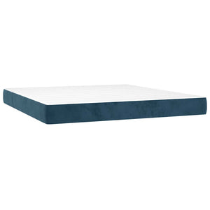 Κρεβάτι Boxspring με Στρώμα Σκούρο Μπλε 160x200 εκ. Βελούδινο - Pakobazaar