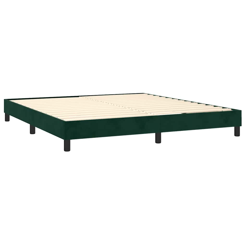 Κρεβάτι Boxspring με Στρώμα Σκούρο Πράσινο 180x200εκ. Βελούδινο
