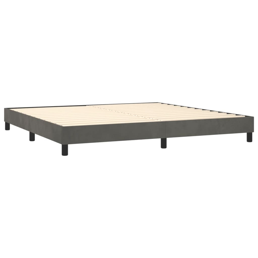 Κρεβάτι Boxspring με Στρώμα Σκούρο Γκρι 200x200 εκ. Βελούδινο