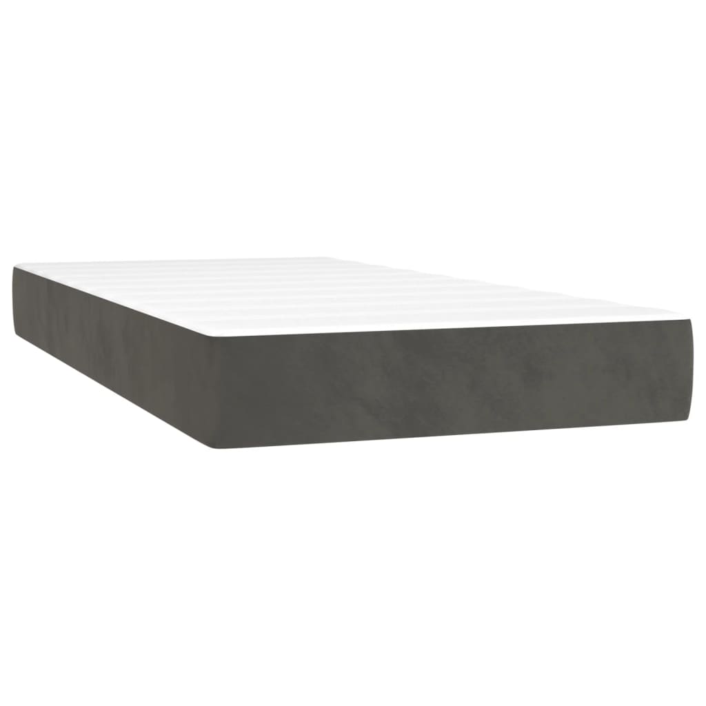 Κρεβάτι Boxspring με Στρώμα Σκούρο Γκρι 200x200 εκ. Βελούδινο