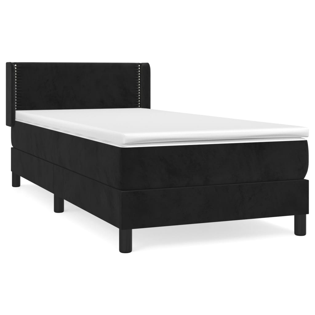 Κρεβάτι Boxspring με Στρώμα Μαύρο 80 x 200 εκ. Βελούδινο - Pakobazaar