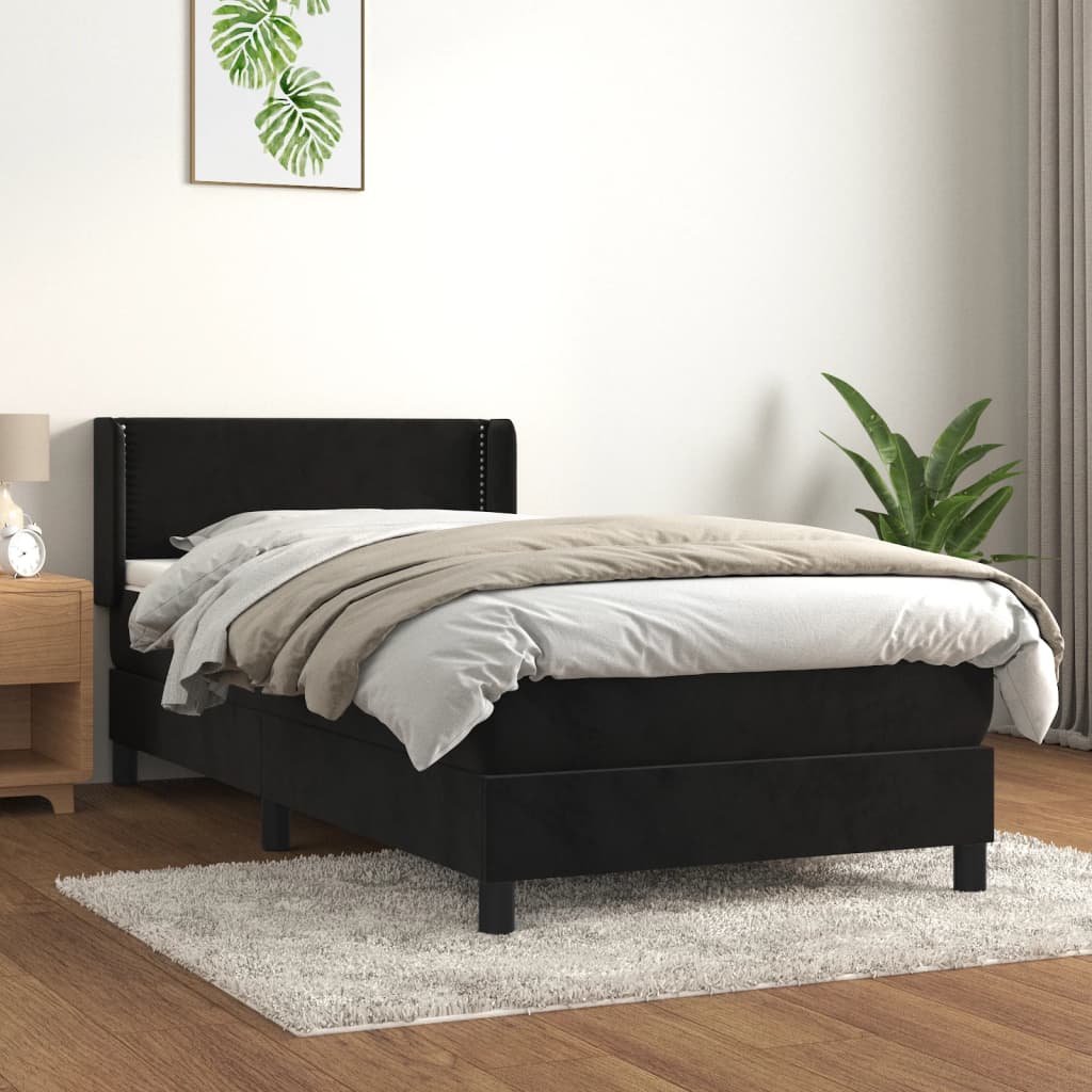 Κρεβάτι Boxspring με Στρώμα Μαύρο 80 x 200 εκ. Βελούδινο - Pakobazaar
