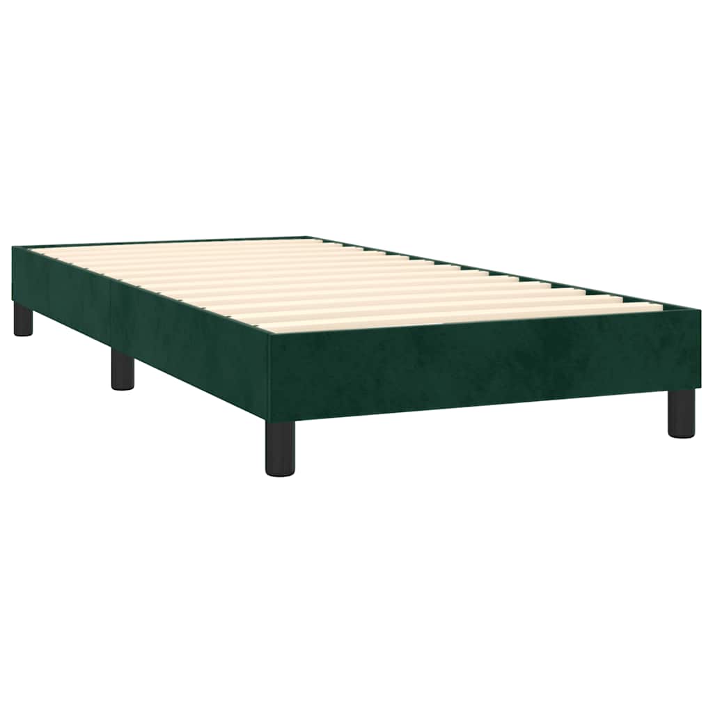 Κρεβάτι Boxspring με Στρώμα Σκούρο Πράσινο 90x190 εκ. Βελούδινο - Pakobazaar