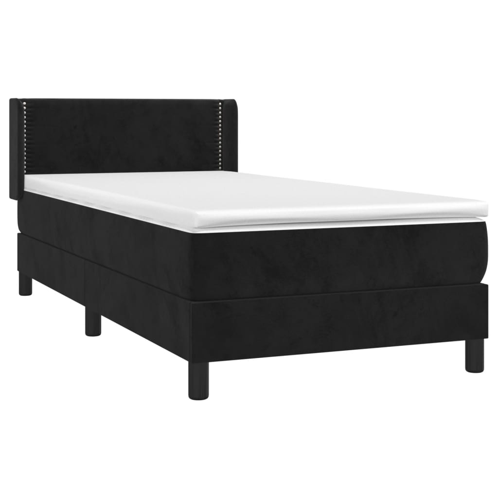 Κρεβάτι Boxspring με Στρώμα Μαύρο 100x200 εκ. Βελούδινο