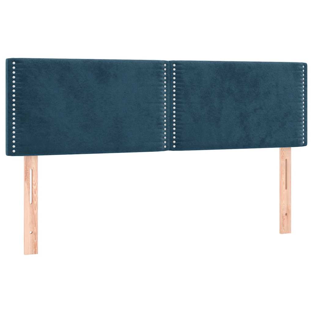 Κρεβάτι Boxspring με Στρώμα Σκούρο Μπλε 140x190 εκ. Βελούδινο