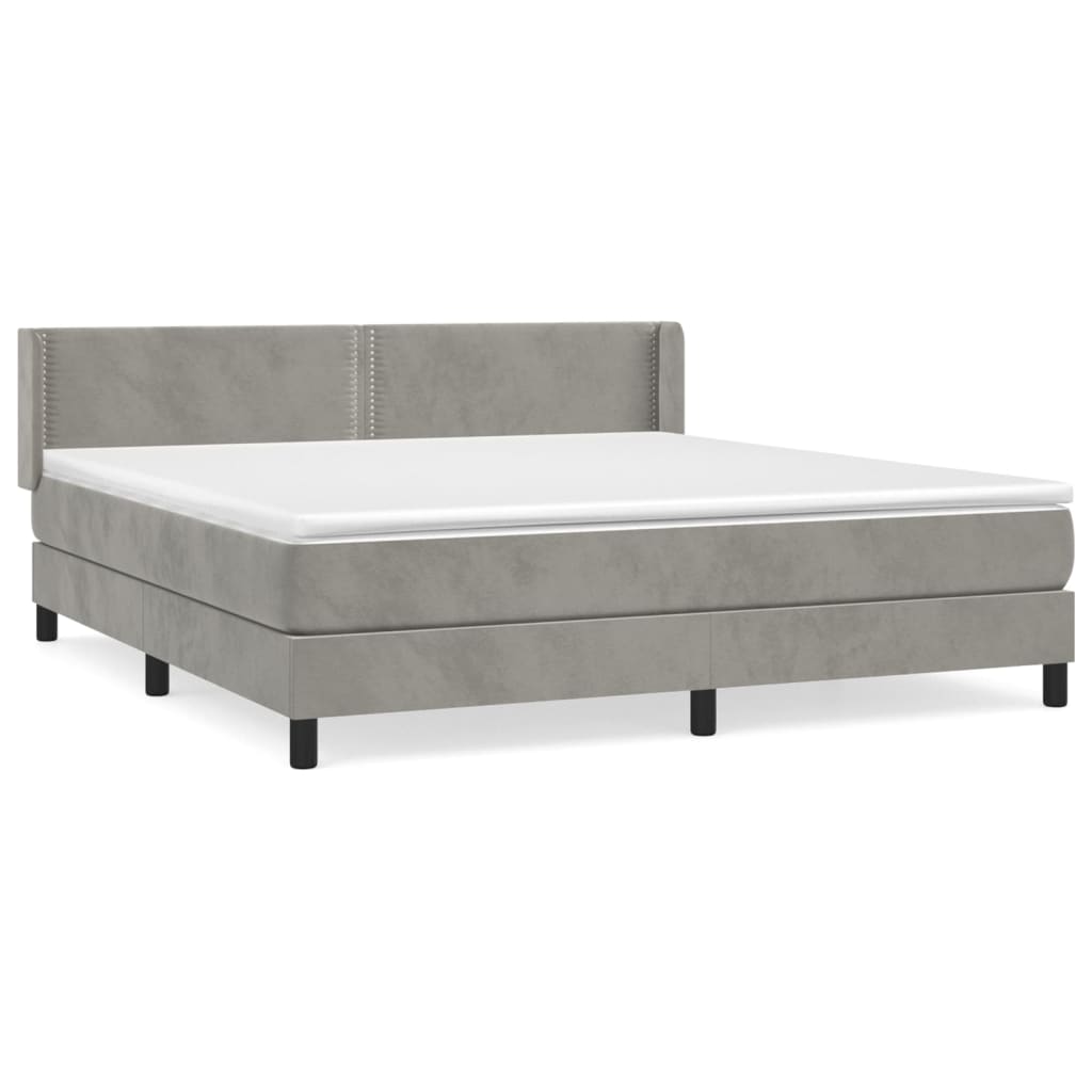 Κρεβάτι Boxspring με Στρώμα Ανοιχτό Γκρι 160x200 εκ. Βελούδινο