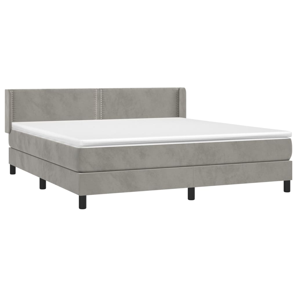 Κρεβάτι Boxspring με Στρώμα Ανοιχτό Γκρι 160x200 εκ. Βελούδινο