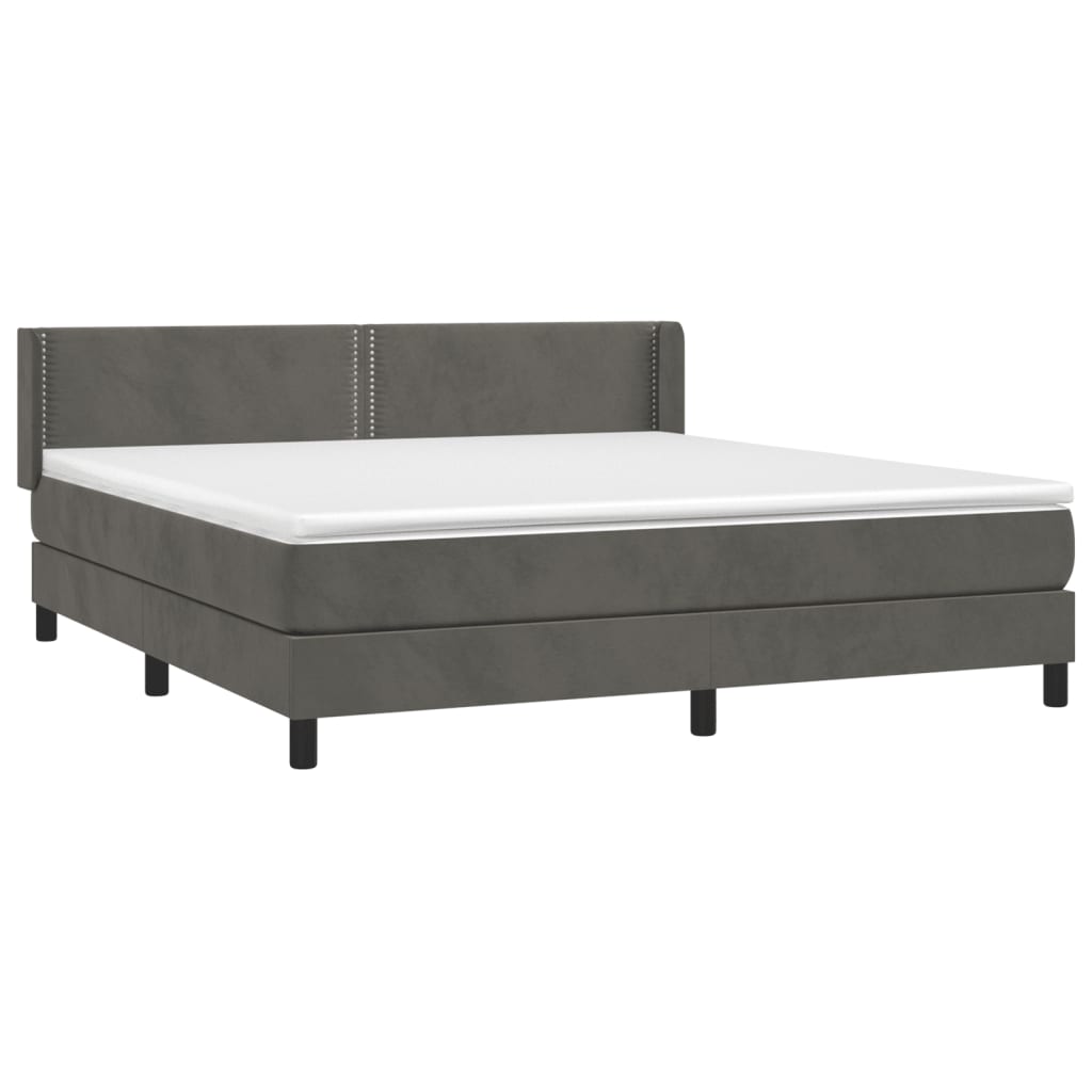 Κρεβάτι Boxspring με Στρώμα Σκούρο Γκρι 160x200 εκ. Βελούδινο