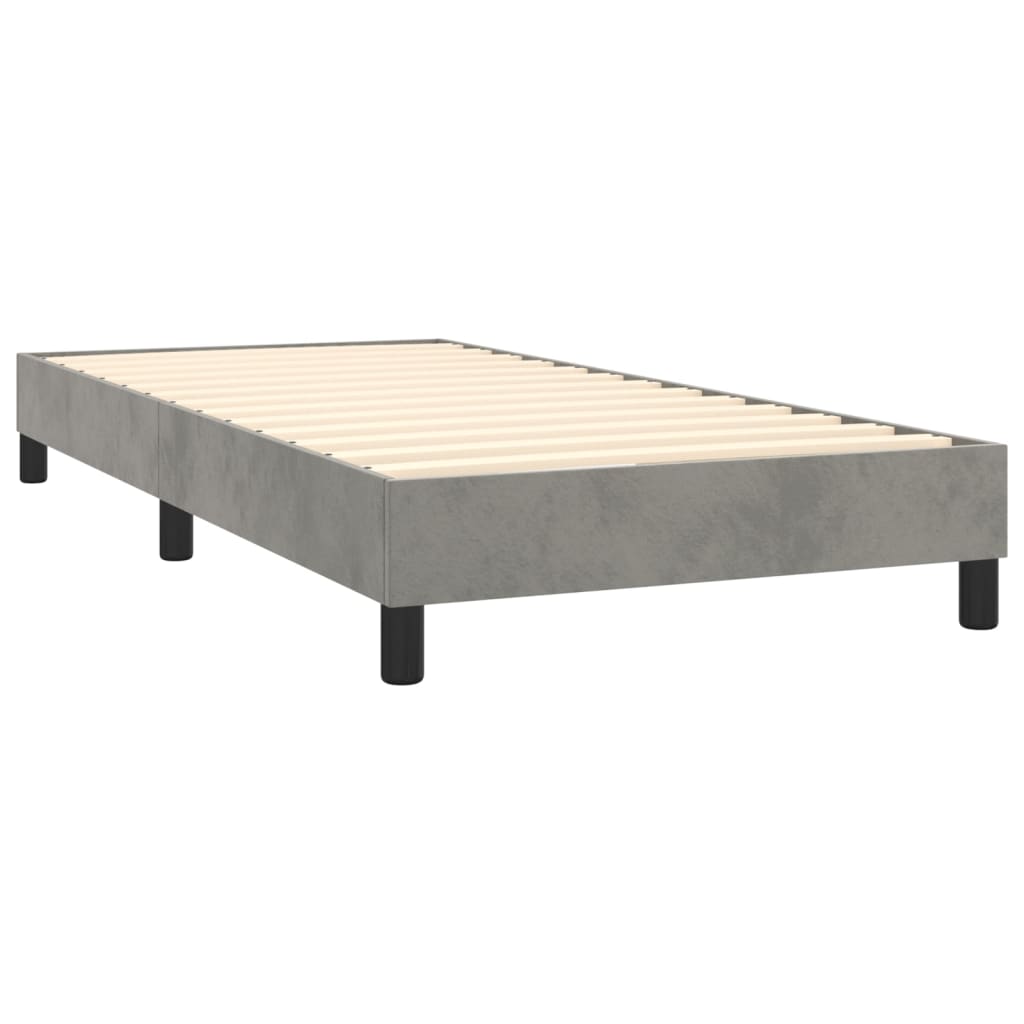 Κρεβάτι Boxspring με Στρώμα Ανοιχτό Γκρι 100x200 εκ. Βελούδινο - Pakobazaar