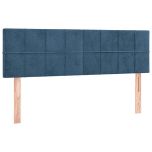 Κρεβάτι Boxspring με Στρώμα Σκούρο Μπλε 140x200 εκ. Βελούδινο