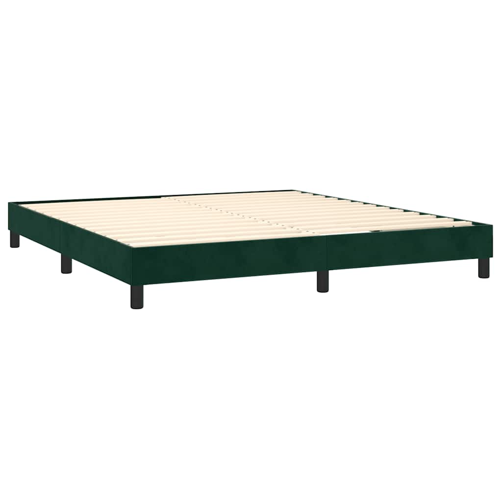 Κρεβάτι Boxspring με Στρώμα Σκούρο Πράσινο 160x200εκ. Βελούδινο