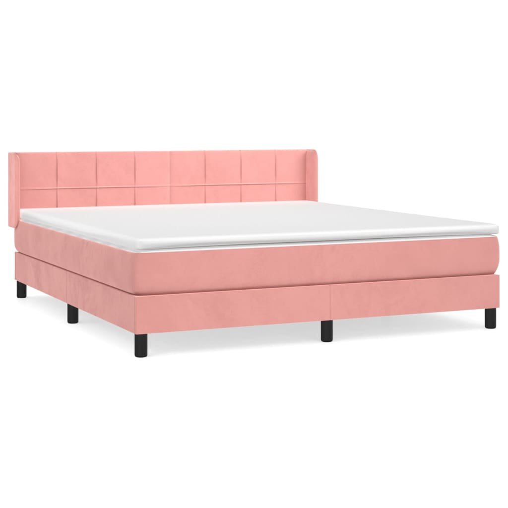 Κρεβάτι Boxspring με Στρώμα Ροζ 160x200 εκ. Βελούδινο