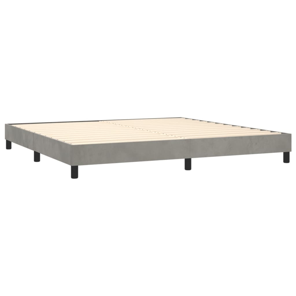 Κρεβάτι Boxspring με Στρώμα Ανοιχτό Γκρι 200x200 εκ. Βελούδινο - Pakobazaar