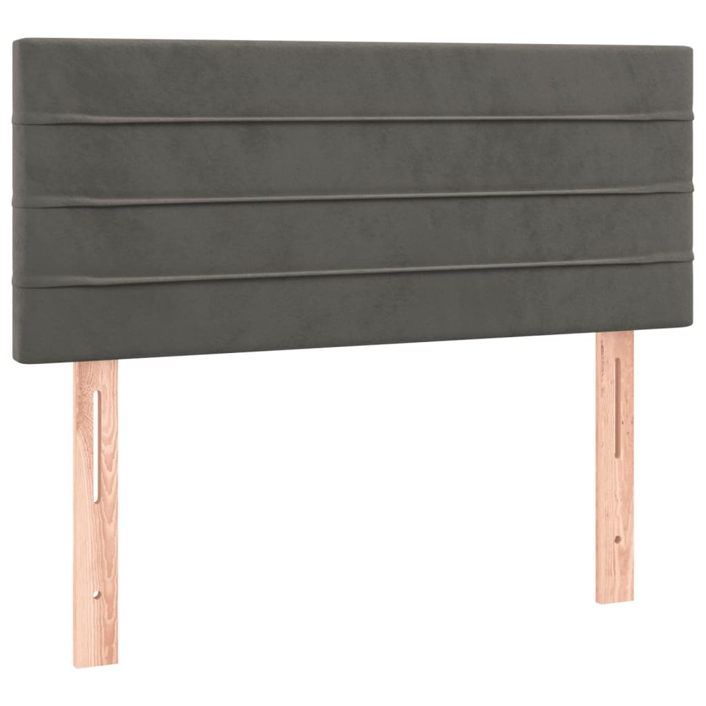 Κρεβάτι Boxspring με Στρώμα Σκούρο Γκρι 90x190 εκ. Βελούδινο