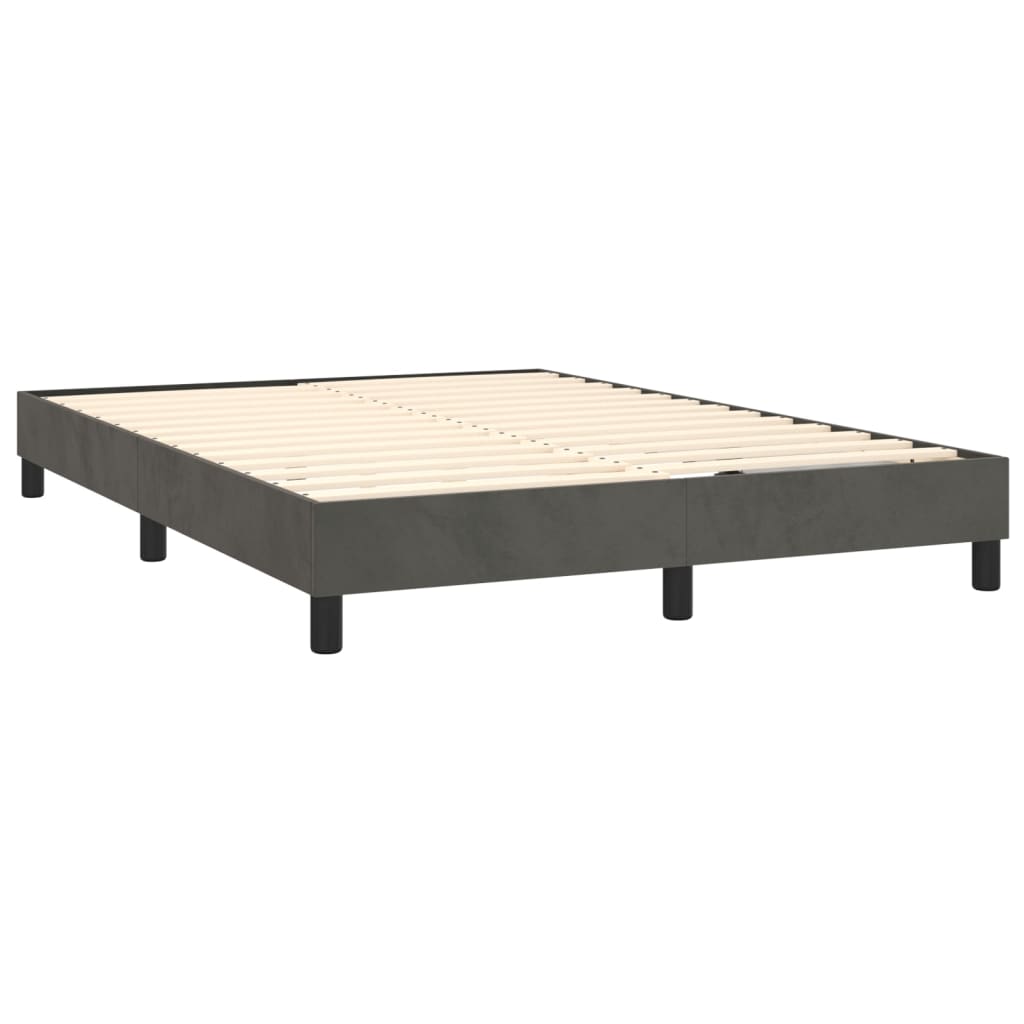 Κρεβάτι Boxspring με Στρώμα Σκούρο Γκρι 140x190 εκ. Βελούδινο